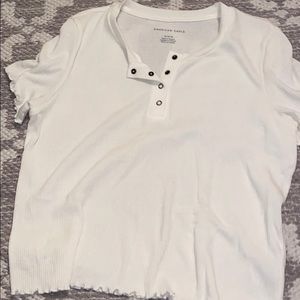 White button up cropped top